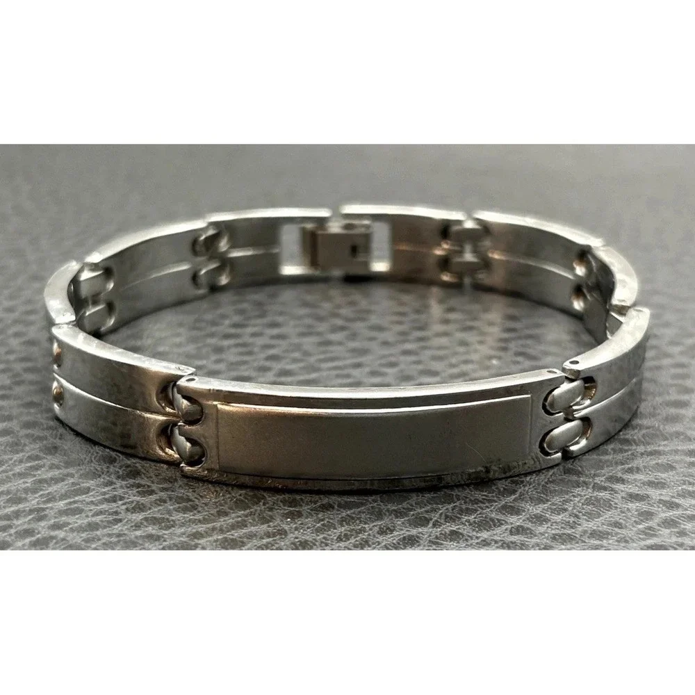 Citizen Stainless Steel Link Silver Tone ID Bracelet Blank Satin Finish 8.5